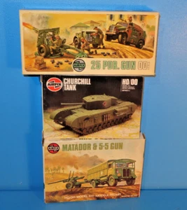 3x Airfix Matador + Tanque Churchill 01304 + 25 PDR. Pistola 02313-9 en embalaje original #B572 - Imagen 1 de 7