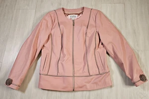 Bradley Bayou Womens Leather Jacket Full Zip Medium Pink - Picture 1 of 16
