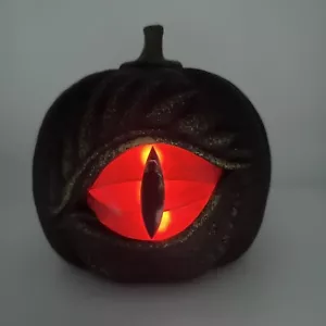 Blow Mold Halloween Monster Eye Jack-o-lantern Black Pumpkin Light Sound 7.5” - Picture 1 of 8