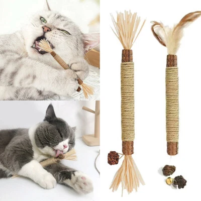 6PCS Catnip Toys Cat Wand Silvervine Sticks Cat Toys For Indoor Chew Cats Toy - Image 1 of 4