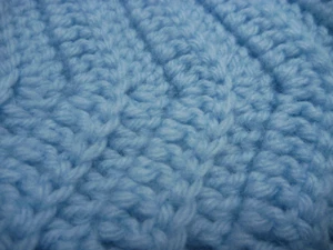 Vintage Crochet Afghan Blanket Throw Handmade Granny  Blue 53 x 73 Chevron - Picture 1 of 7