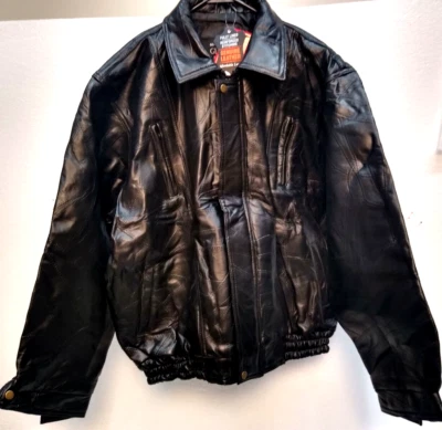 CUERO GENUINO, diseño de mosaque italiano, chaqueta de piel de cordero de grano superior talla 2X 84256 Foto 1 de 4