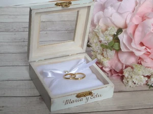 Ring box Hochzeit. Weiß Ringkissen Alternative, Rustikal Chic. Ring Schachtel. - Picture 1 of 15