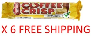 6 Coffee Crisp Chocolate Bars Full Size 50g Each NESTLE Canada FRESH DELICIOUS - Picture 1 of 3