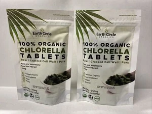 2 Pack - Earth Circle Organics - 100% Chlorella Tablets 400 Ct Ea. Read DESCRIPT - Picture 1 of 3