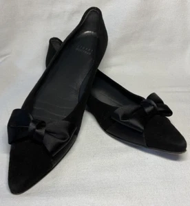 STUART WEITZMAN WOMENS SHOES Pointed Toe Flats Black Suede Leather 8.5N EUC - Picture 1 of 7