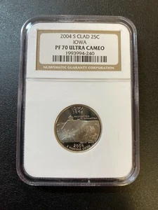 2004 S PROOF IOWA STATE QUARTER NGC PR-70 DCAM - CLAD - CERTIFIED SLAB - 25C - Picture 1 of 2
