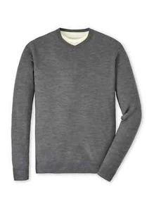 Peter Millar Men’s High V-Neck Loden Dover Pullover Gale Gray Sweater XL - Picture 1 of 14