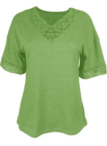 Women's Summer Lace T-shirts Cute Loose Fit V Neck Shirts Casual Short-Small - Picture 1 of 8
