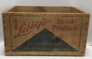 Caja de madera vintage Libby’s Deluxe ciruelas McNeill & Libby EE. UU. caja de productos alimenticios - Imagen 1 de 11