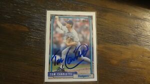 1`992 TOPPS TOM CANDIOTTI Autographed baseball card