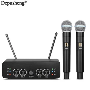 Depusheng R2 Dual Channels UHF Wireless handheld Dynamic Mic For Karaoke Wedding - Picture 1 of 37