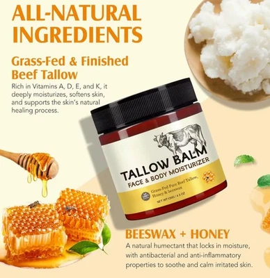 Tallow Balm Face Body Moisturiser Natural Honey & Bees wax Anti Aging  Dry Skin - image 1 of 4