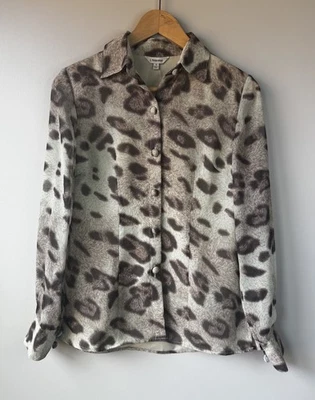 Camicia J Peterman donna taglia 0 stampa ghepardo bottoni camicetta carriera - Immagine 1 di 4