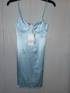 Women’s Zara Aqua Dress NWT Silk Feel Size Small S - Picture 1 of 6