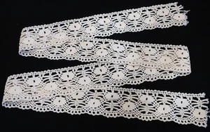 135cm ANTIQUE HAND MADE LACE TRIM 5cm WIDE - Foto 1 di 2