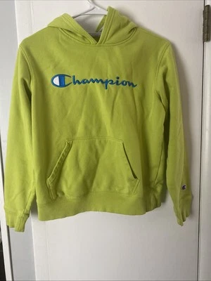 Champion Flourescent Green Kids Unisex Hoodie, Size Large, Excellent Condition - Image 1 of 4