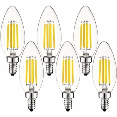 6-Pack Luxrite E12 LED Bulb 60W Equivalent 3000K 550lm Dimmable Candelabra Bulb - Image 1 of 4