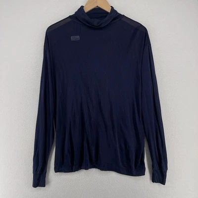 SPORT SILKS Top Mujer L Cuello Alto Capa Base 100% Seda Manga Larga Camisa Azul Foto 1 de 4