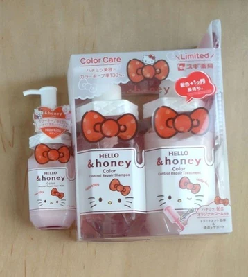 & Honey Hello Kitty Shampoo Treatment Hair Milk Set Color Control Repair New JP - Image 1 of 4