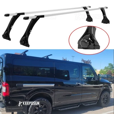 Portaequipajes con canalones de lluvia portaequipajes barra transversal para Nissan NV2500HD NV3500HD Foto 1 de 4