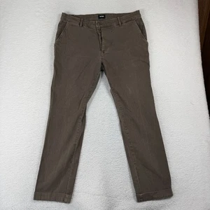 Hudson Logan Chino Pants 36 (36x29) Olive Brown Button Front Cotton Stretch Mens - Picture 1 of 10
