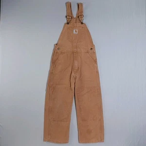 Carhartt Duck Overalls Bibs Youth Boys 6 Brown Double Knee Workwear - Picture 1 of 6