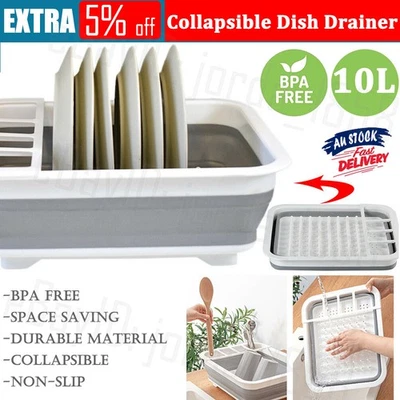 Collapsible Dish Drainer Drying Rack Srainer Cups Plates Space Saving Kitchen AU - image 1 of 4