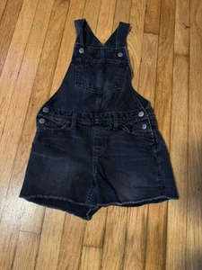 Old Navy Girls Black Denim Overalls Shorts Size Large 10/12 - Picture 1 of 4