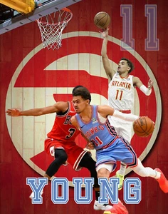 Atlanta Hawks Lithographie Druck von Trae Young 2021 11 x 14 - Bild 1 von 1