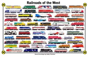 Mantel laminado de ferrocarril Railroads of the West 11""x17"" Andy Fletcher - Imagen 1 de 1
