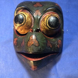 Vintage Unusual Paper Mache Frog Face Child’s Mask Halloween Moving Mouth - Picture 1 of 20