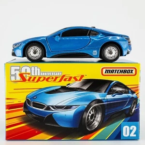 2019 Matchbox Superfast #02 '16 BMW i8 PROTONIC BLUE | BOXED - Picture 1 of 2