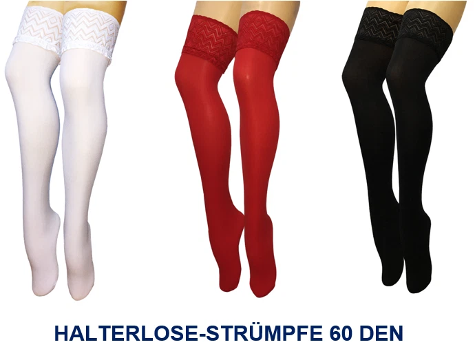 günstige Strapse Halterlose-Strümpfe 60 den viele Farben Silikon blickdicht NEU - Bild 1 von 1