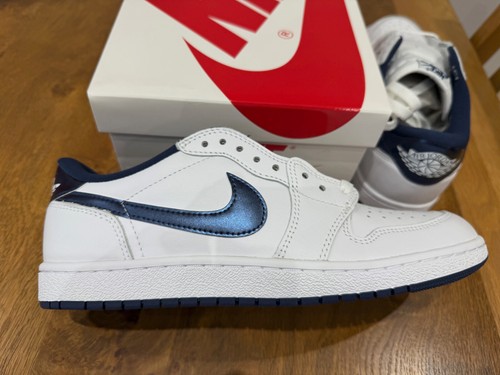 Nike Air Jordan 1 Low 85 blu metallizzato UK 10 US 11 bianco navy (FB9933 141)