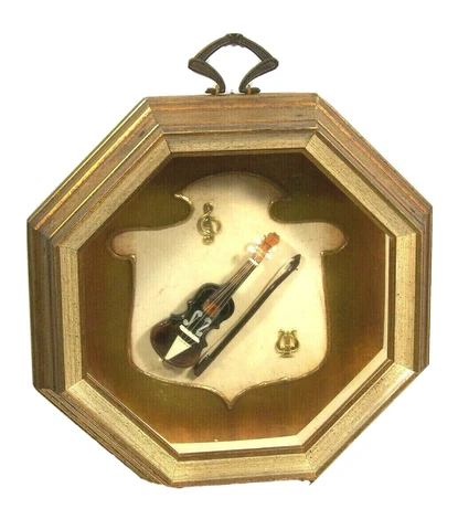 Vintage  Sungott Art Studios NY Miniature Violin Instrument Shadow Box #958 Cover