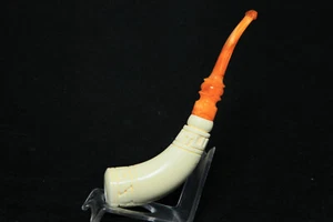 Hand Carved Smooth Horn Meerschaum Pipe, Unsmoked Pipe, Block Meerschaum - Picture 1 of 11