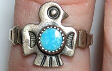 TURQUOISE STERLING SILVER RING SIGNED BELL TRADING POST SIZE ABOUT SIZE 4 3/4