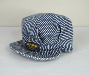Vintage OshKosh B'Gosh Kids Train Railroad Conductor Hat Cap Striped Stretch - Picture 1 of 7