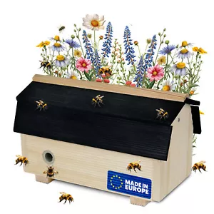 1x Hummelhaus Holz Box wasserdichtes Dach Hummelhotel 29x14x17cm Hummelkasten - Bild 1 von 8