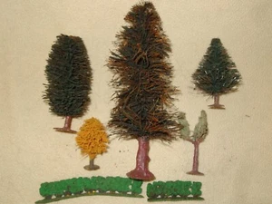 Model Railroad Trees - 5 Trees and 2 Hedges - Picture 1 of 12