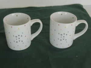 West Elm "Love Is Love" Ceramic Heart Coffee Mug Human Rights Campaign White - Picture 1 of 6