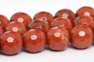 Cuentas sueltas redondas micro facetadas de 8 mm de jaspe rojo natural grado AA de 15" - Imagen 1 de 4