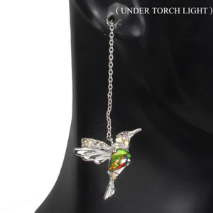 Orecchino In Argento Sterling 925 Con Opale Nero E Gemma Di Zaffiro 6x4mm - Foto 1 di 9