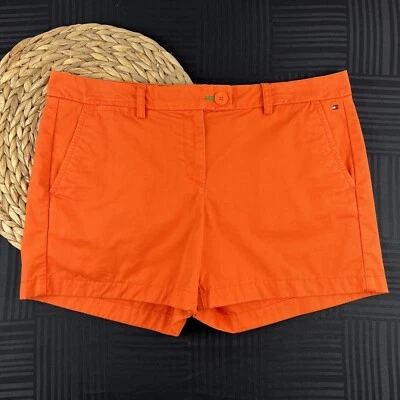 Tommy Hilfiger Womens Size 12 Orange 100% Cotton Flat Front Chino Shorts - Image 1 of 4