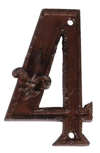 Gusseiserne Hausnummer "4" Robust, Rustikal und Zeitlos. In Braun. - Bild 1 von 3