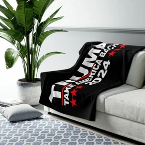 Trump 2024 Take America Black Fleece Throw Blanket - Picture 1 of 4