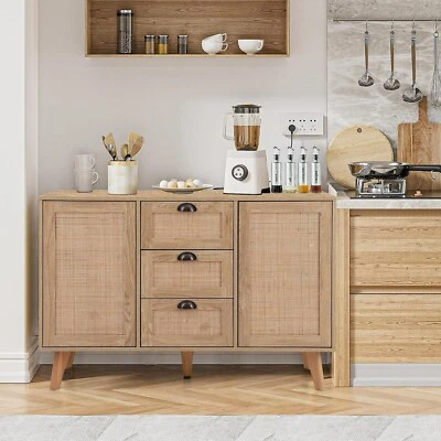 Gabinete ecológico de 47"" de ratán con 3 cajones, 2 puertas gabinete de almacenamiento Foto 1 de 4