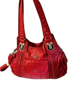 Angel Kiss Women's Shoulder/Crossbody Handbag Red Faux Leather - Picture 1 of 10