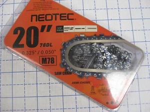 Neotec 20", paquete de 3, cadena de sierra, 78DL, 0,325"/0,050" apto para muchas motosierras ver foto - Imagen 1 de 6